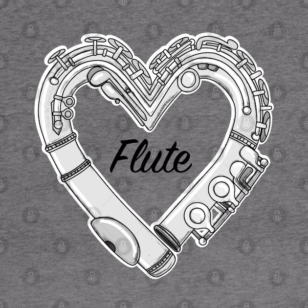 Love Flute Heart-Shaped Doodle For Flutists by doodlerob